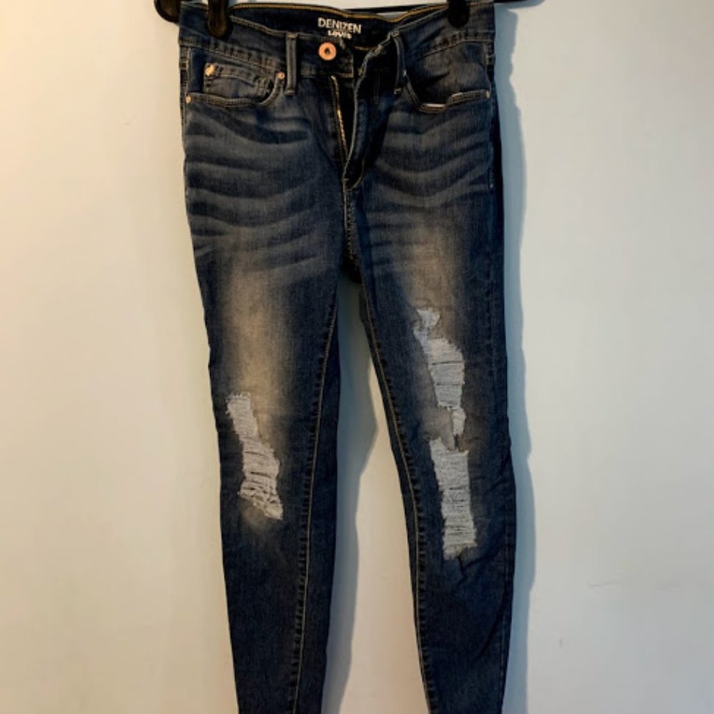 Girls Denizen Jeans Size 5 Color Blue Ripped Look